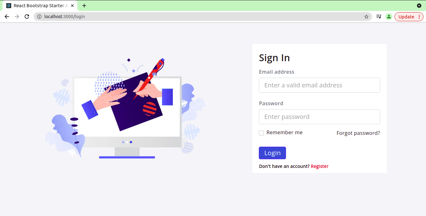 Login page screenshot