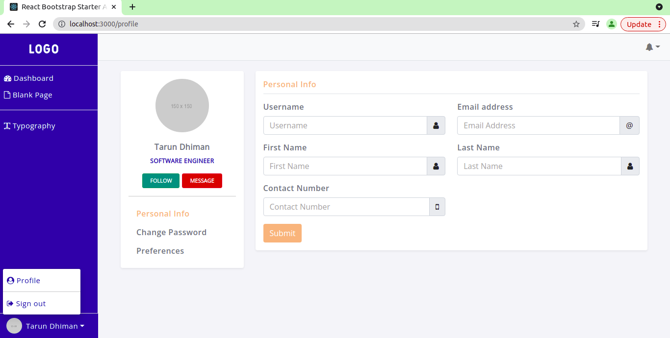 Profile page screenshot