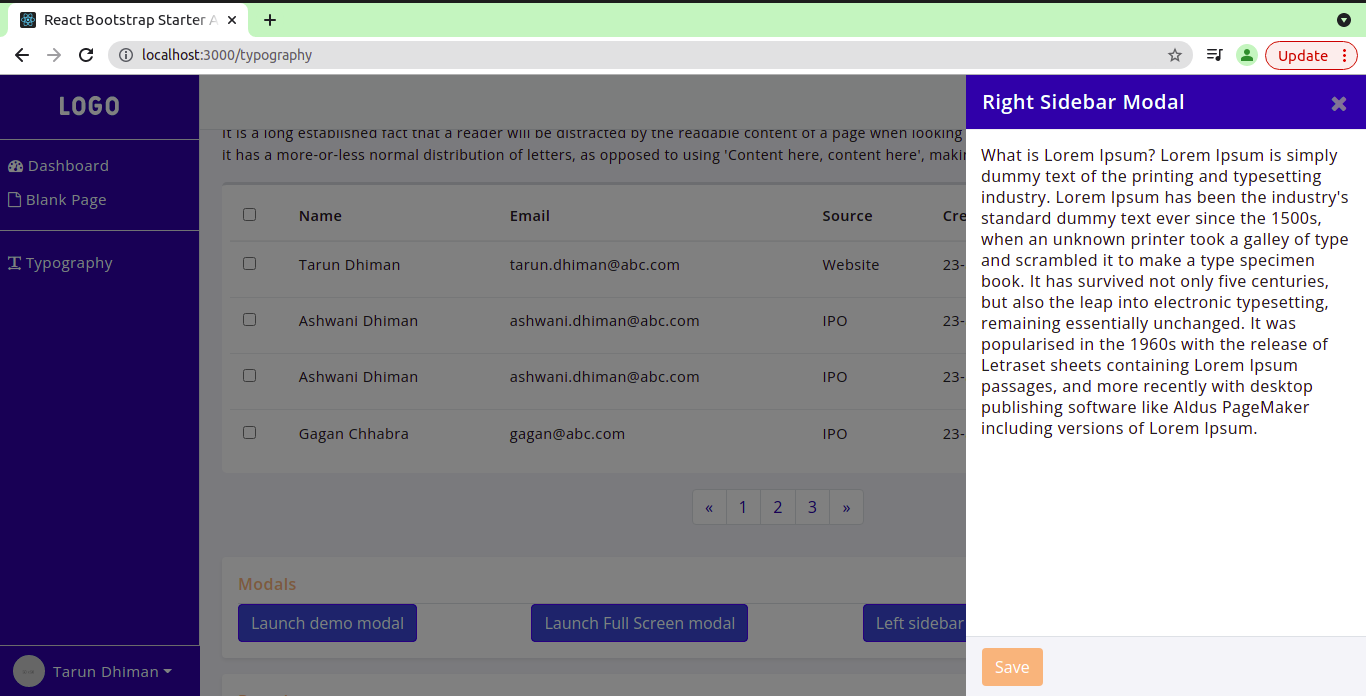 Right modal page screenshot